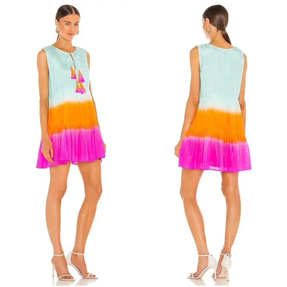 Karina Grimaldi Cambridge Mini Dress 100% Silk Sundress Sun Dress Small